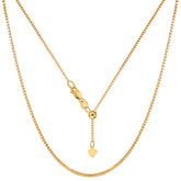 14k Yellow Gold Adjustable Box Chain Necklace, 1.15mm, 22" fine designer jewelry for men and women